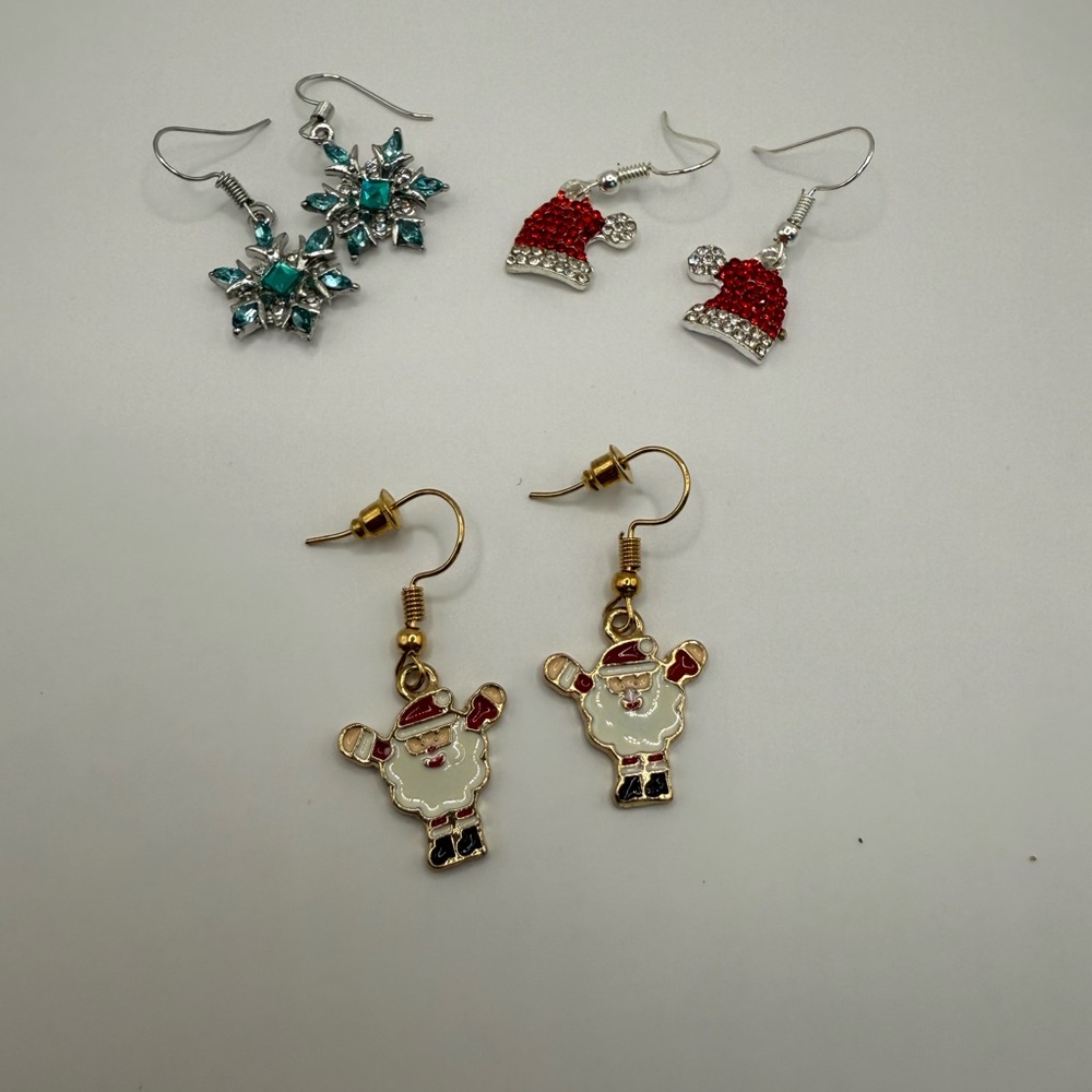 Set of ladies Earring Festive, Santa’s, Santa hats and Snowflake Earrings